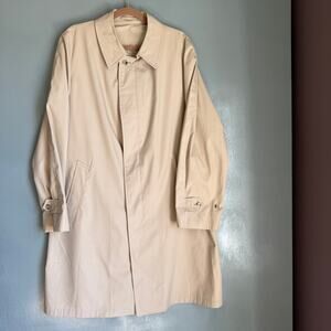 Vintage LONDON FOG Men's 42 Long Light Beige Maincoat Trench Coat Retro Preppy